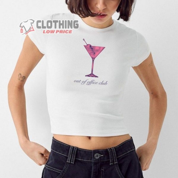 Out Of Office Club Cocktail Drinks Baby Tee, Coquette Baby Shirt, Y2K Graphic Baby Tee, Corporate Girl Top Gift