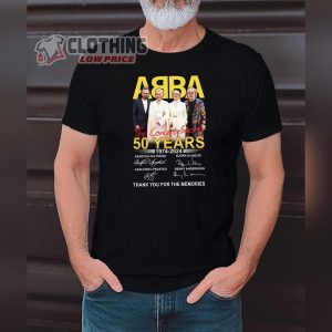 Abba Band The Concert Show 2024 Merch, Abba Band 50th Anniversary 1974 – 2024 Signature Thank You For The Memories T-Shirt