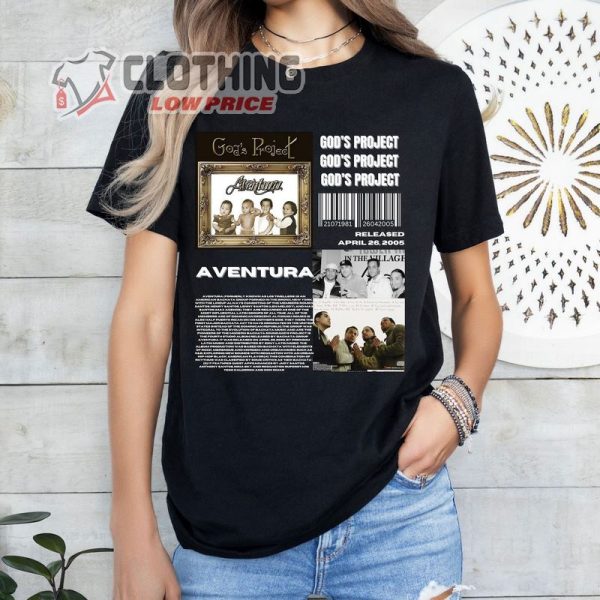 Aventura T- Shirt, Aventura Album T- Shirt, God’s Project Album T- Shirt, Aventura Merch, Aventura Concert Merch