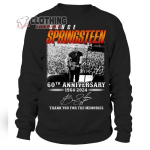 Bruce Springsteen Tour 2024 Signature Merch, Bruce Springsteen 60th Anniversary Thank You For The Memories Long Sleeve Shirt