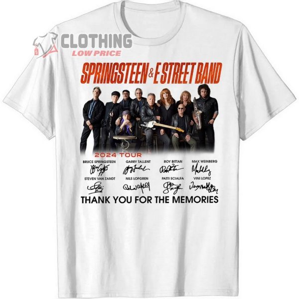 Bruce Springteen And E Street Band 2024 Tour Merch, Bruce Springteen 75th Anniversary 1949-2024 Signatures T-Shirt