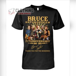 Bruce Springteen Tour 2024 Merch, Bruce Springteen 75th Anniversary 1949-2024 Signature T-Shirt