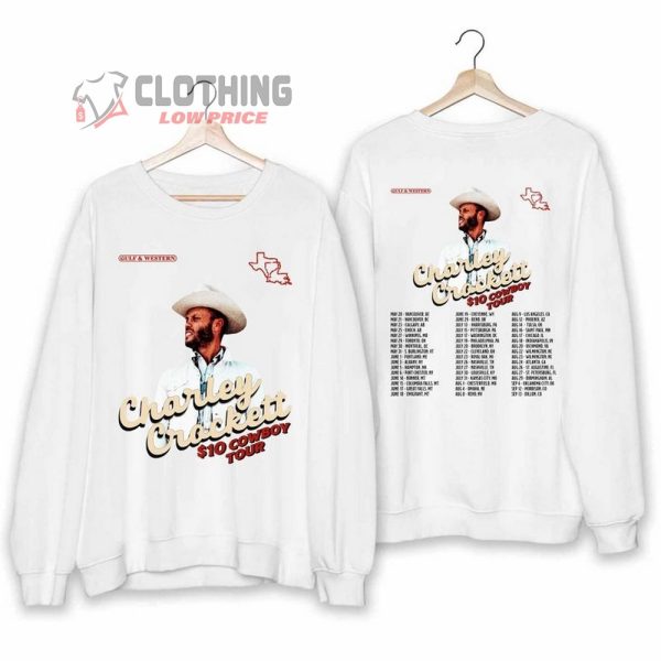 Charley Crockett Tour 2024 Merch, Charley Crockett 10 Dollars Cowboy Tour 2024 Shirt, Charley Crockett Setlist Tee, 10 Dollars Cowboy 2024 Tour T-Shirt