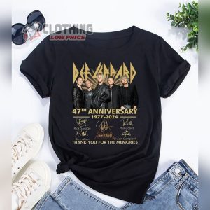 Def Leppard 47th Anniversary Merch, Def Leppard Thank You For The Memories Signatures T-Shirt