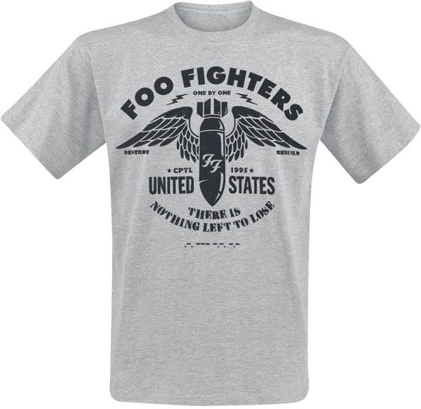 Foo Fighters Men’s Stencil Slim Fit T-Shirt Grey