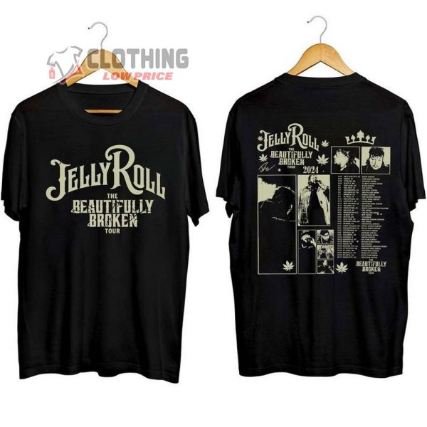 Jelly Roll Merch, Jelly Roll Tour Dates 2024 Shirt, Jelly Roll The Beautifully Broken Tour 2024 T-Shirt
