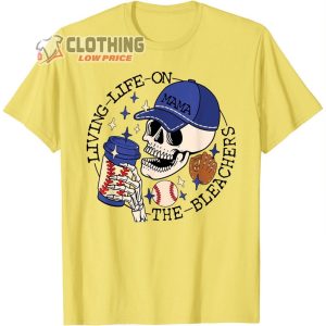 Mama Living Life On The Bleachers Baseball Skull Skeleton T Shirt 2