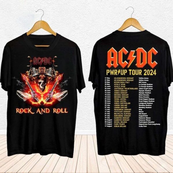 2024 ACDC PWR Up World Tour Shirt, ACDC Rock And Roll Shirt, ACDC Band Fan Gift, ACDC Tour Date Shirt