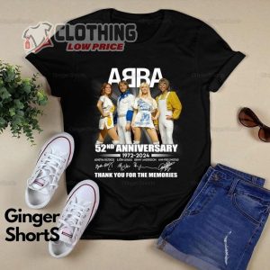 ABBA 52Nd Anniversary 1972-2024 Shirt, Thank You For The Memories ABBA T- Shirt, ABBA Tour Hoodie, A.Bba Band Sweatshirt