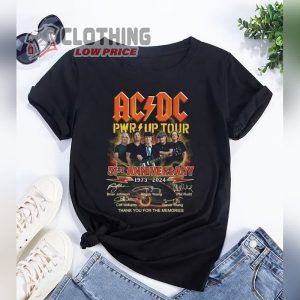 ACDC Band 51 Years Signatures T- Shirt, ACDC Band Shirt, Rock Band ACDC PWR Up 2024 Tour Shirt, ACDC Band Merch, ACDC Shirt