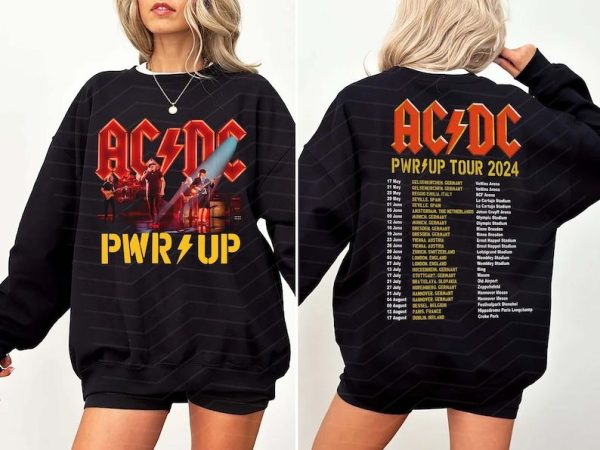 ACDC Rock And Roll Band Music Shirt, Rock Band ACDC Tour 2024 Shirt, ACDC PWR Up World Tour 2024 Shirt