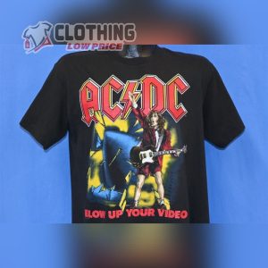 Acdc Blow Up Your Video World Tour 1988 Angus Young Rock Concert T- Shirt, ACDC Shirt, ACDC Pwr Up World Tour Shirt