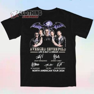Avenged Sevenfold Life Is But A Dream Merch Avenged Sevenfold 2024 North American Tour 2024 Signatures T Shirt