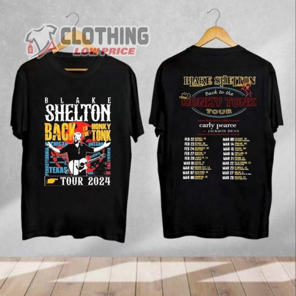 Back To The Honky Tonk 2024 Tour Blake Shelton Shirt, Blake Shelton Fan Gift, Blake Shelton Tour Shirt, Blake Shelton Concert Shirt