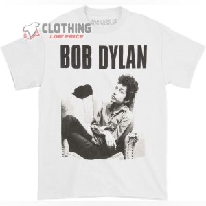 Bob Dylan Mens Sitting Slim Fit T Shirt White