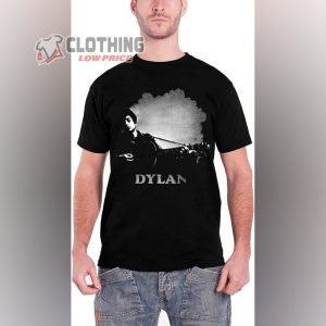 Bob Dylan T Shirt Guitar Contrast Distressed Band Logo Official Mens