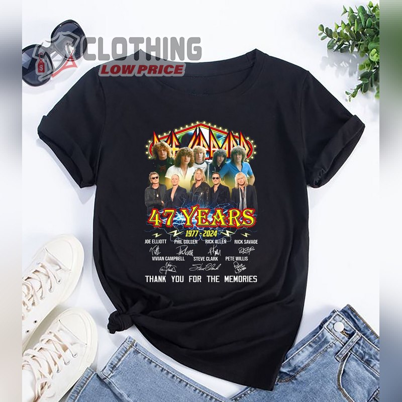 Def Leppard 47 Years Singature T- Shirt, Def Leppard Band Shirt, Def Leppard 90S Vintage Shirt, Def Leppard Tour 2024 Merch