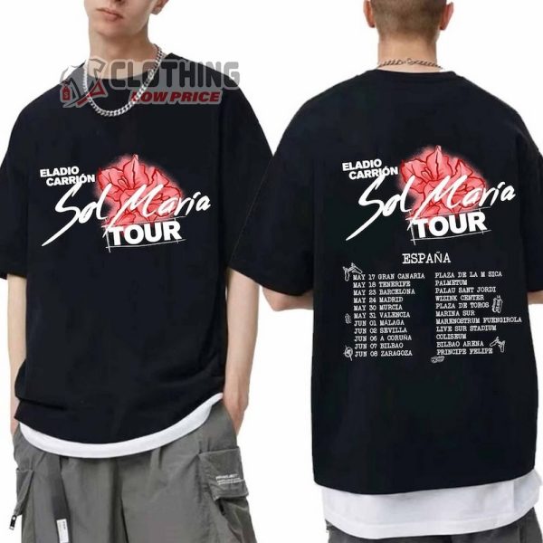 Eladio Carrion Sol Maria Tour 2024 Merch, Eladio Carrion Tour 2024 Espana SweatShirt, Eladio Carrion 2024 Tour T-Shirt