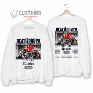 Five Finger Death Punch World Tour 2024 Merch, Five Finger Death Punch Songs Shirt, Five Finger Death Punch With Marilyn Manson And Slaughter To Prevail Sweatshirt