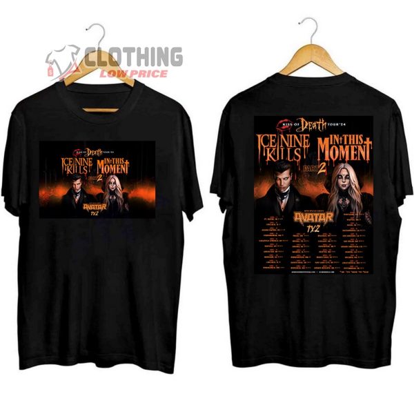 In This Moment and Ice Nine Kills 2024 Tour Merch, Ice Nine Kills Tour 2024 Shirt, Kiss Of Death Tour 2024 Part 2 T-Shirt