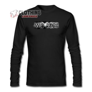 Tommery Mens Weezer Logo Long Sleeve Cotton T Shirt Black