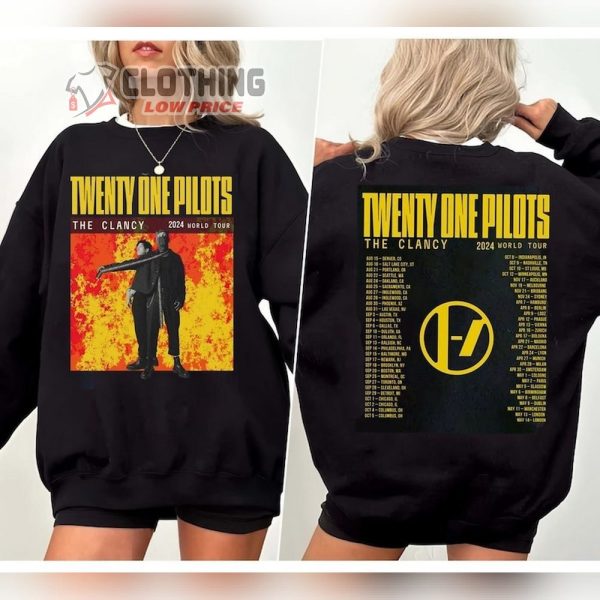 Twenty One Pilots Merch, The Clancy World Tour 2024 T-shirt, Twenty One Pilots 2024 Concert Sweatshirt