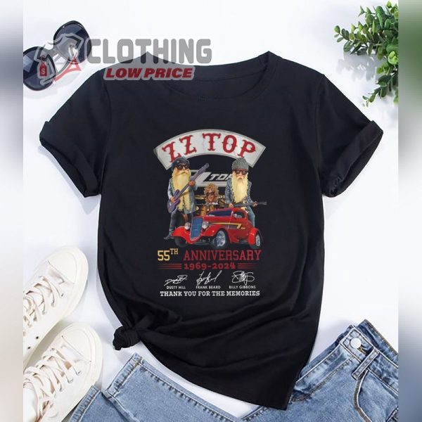 ZZ Top 55Th Anniversary Shirt, ZZ Top Rock Band Shirt, ZZ Top Fan Gift, ZZ Top Tour 2024 Merch, ZZ Top Signatures Shirt