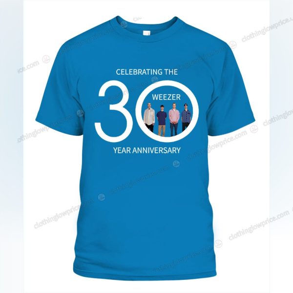 Celebrating 30 Years of Weezer Limited Edition Anniversary Tee, Weezer The Blue Album 30-Year Celebration T-Shirt