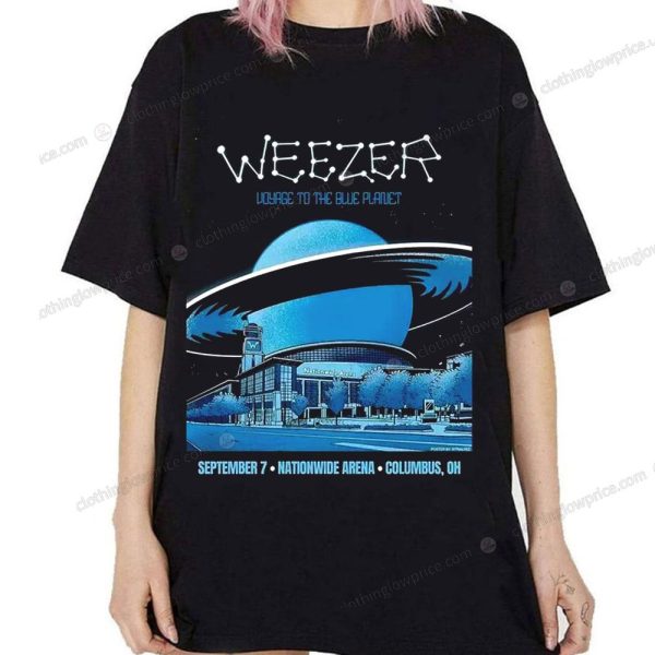 Weezer Voyage to the Blue Planet Tour Columbus, OH T-Shirt Weezer Space Adventure Concert Tee