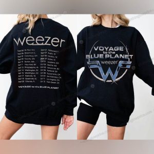 Weezer Voyage to the Blue Planet Tour Merchandise Weezer Stylized Logo Tee with Full Concert Schedule 3 sweatshirt