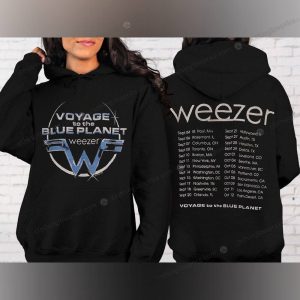 Weezer Voyage to the Blue Planet Tour Merchandise Weezer Stylized Logo Tee with Full Concert Schedule hoodie