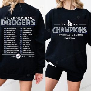 2024 LA Dodgers National League Champions Sweatshirt, Showcase Team Spirit with Player Roster Design