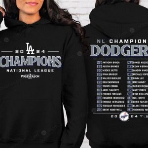 2024 LA Dodgers National League Champions Sweatshirt Showcase Team Spirit with Player Roster Design 3 hoodie