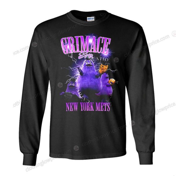 Dynamic Grimace Era Mets Tee, Energetic McDonald’s Mascot Baseball Grimace Merch