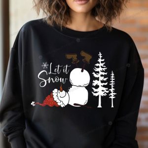 Festive Christmas Sweater Let It Snow with Adorable Snowman and Pine Tree 1