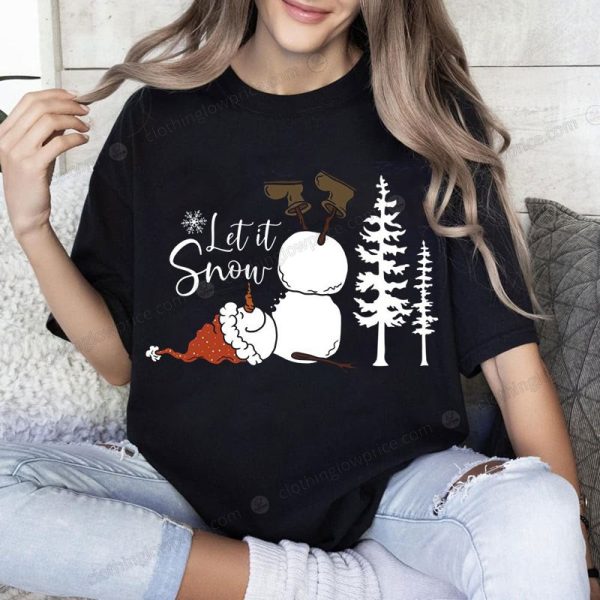 Festive Christmas Sweater, Let It Snow with Adorable Snowman and Pine Tree