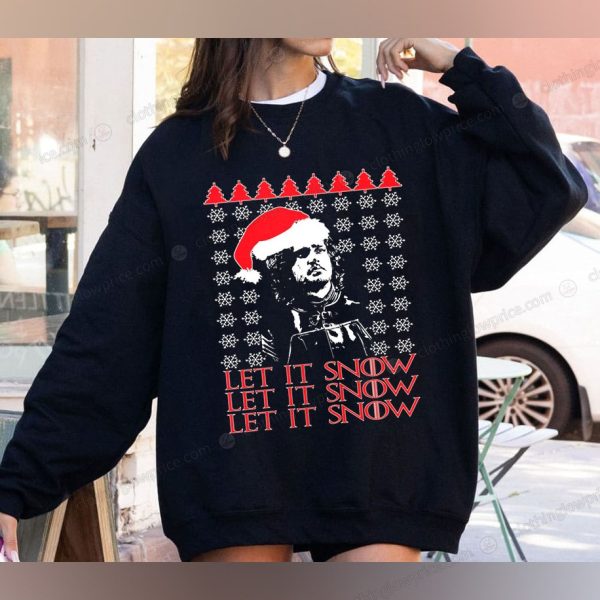 Game of Thrones Jon Snow Christmas Sweatshirt, Let It Snow Winter Holiday Sweater, Funny GoT Fan Gift Ugly Christmas Pullover