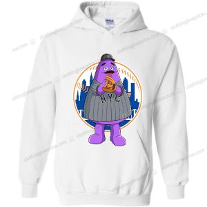 Grimace Meets New York Baseball Playful T Shirt Iconic Mascot Meets City Skyline 2 hoodie