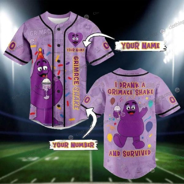 Grimace Shake Survivor Personalized Baseball Jersey