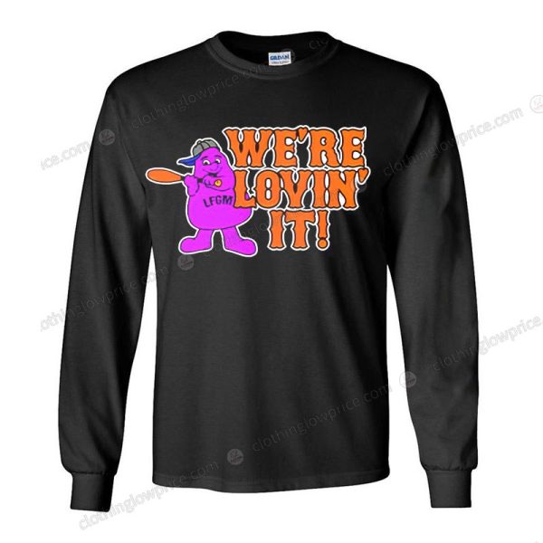 Grimace We’re Lovin’ It Mets Fan Shirt, Grimace Loves Mets Baseball Tee