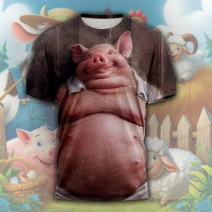 Hilarious Smiling Pig T Shirt for Animal Lovers Temu Quirky Pig Tee 1