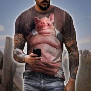 Hilarious Smiling Pig T Shirt for Animal Lovers Temu Quirky Pig Tee 2