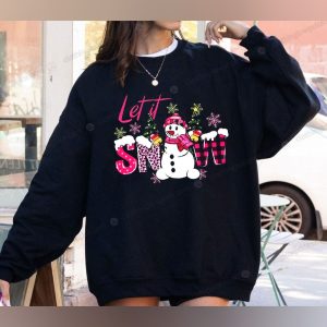 Let It Snow Christmas Sweater with Cheerful Snowman Festive Snowman Christmas Jumper 1