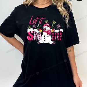 Let It Snow Christmas Sweater with Cheerful Snowman Festive Snowman Christmas Jumper 2 tshirt