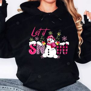 Let It Snow Christmas Sweater with Cheerful Snowman Festive Snowman Christmas Jumper 3 hoodie