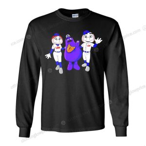 NY Mets Mascot Trio Tee Grimace with Mr Mrs Met Baseball Fan Apparel LGM 3 long sleeve