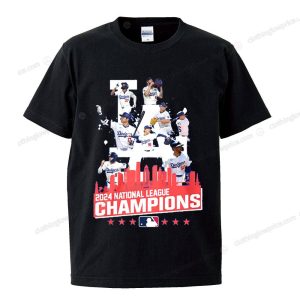 Official Dodgers 2024 National League Champions Sweatshirt with LA Skyline Design Dodgers 2024 Victory Shirts 2 tee