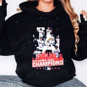 Official Dodgers 2024 National League Champions Sweatshirt with LA Skyline Design Dodgers 2024 Victory Shirts 3 hoodie