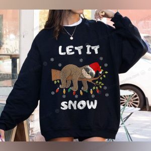 Sleepy Sloth Let It Snow Christmas Sweater, Cozy Winter Gift for Sloth Lovers