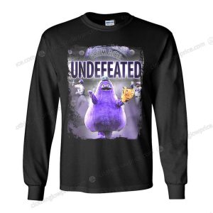 Undefeated Grimace Mets Fan Shirt McDonalds Meets New York Baseball Humorous Victory Tee 3 long sleeve